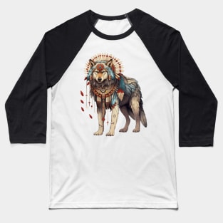 Native American Wolf Baseball T-Shirt